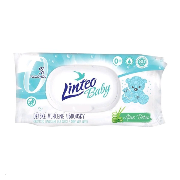 Dziecięce chusteczki nawilżane Linteo Baby Aloe Vera 80 sztuk