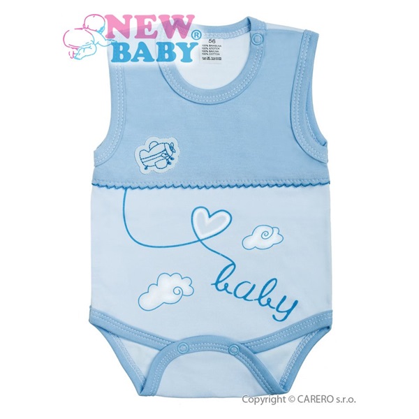 Kojenecké body bez rukávů New Baby Clouds modré