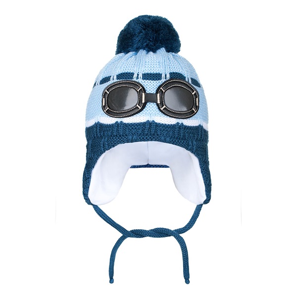 Zimowa czapka New Baby okulary szara