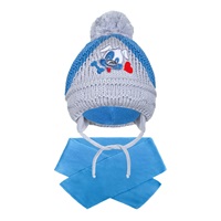 Zimowa czapka z szalikiem New Baby piesek granatowa