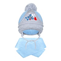 Zimowa czapka z szalikiem New Baby piesek jasnoniebieska