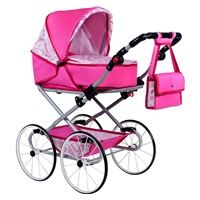 Retro wózek dla lalek 2w1 New Baby Natalia różowy