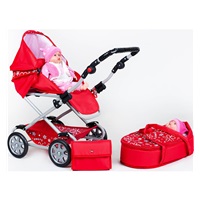 Wózek dla lalek 2w1 New Baby Monika czerwony