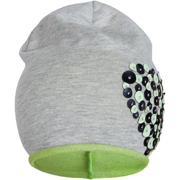 Wiosenna czapka New Baby serduszko szaro-zielona