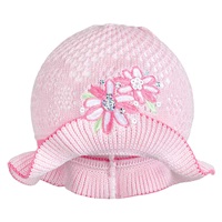 Wiosenny kapelusz z dzianiny New Baby różowo-różowy