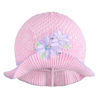 Wiosenny kapelusz z dzianiny New Baby różowo-fioletowy