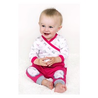 2-częściowy bawełniany dres New Baby Kokarda amarant