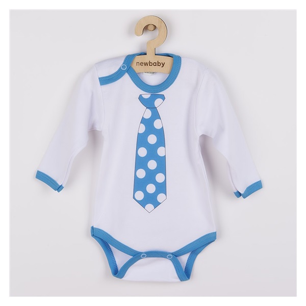 Body z nadrukiem New Baby z turkusowym krawatem