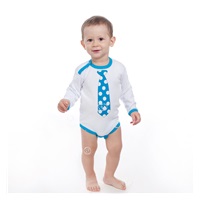 Body z nadrukiem New Baby z turkusowym krawatem