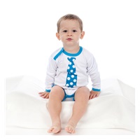 Body z nadrukiem New Baby z turkusowym krawatem