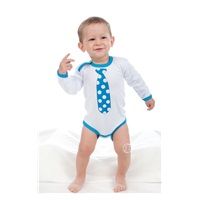 Body z nadrukiem New Baby z turkusowym krawatem
