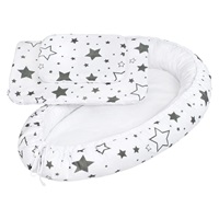 Luksusowe gniazdko z kołdrą i poduszką dla dziecka New Baby gwiazdy szare