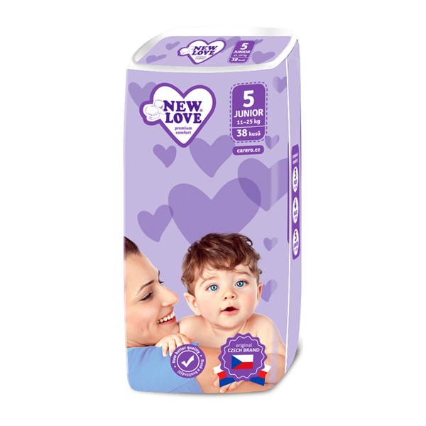 Pieluszki dziecięce jednorazowe New Love Premium comfort 5 JUNIOR 11-25 kg 38 szt