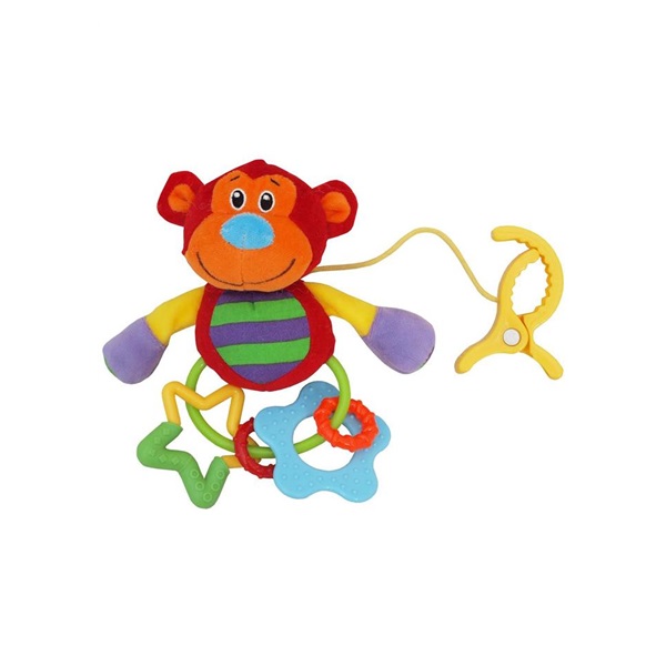 Pluszowa zabawka z grzechotką Baby Mix małpa z klipsem