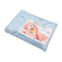 Okrycie kąpielowe frotte z kapturkiem i haftem New Baby 100x100 niebieskie słonik