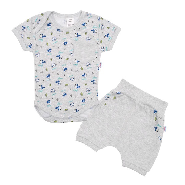 2-dílná letní bavlněná souprava New Baby Perfect Summer šedá