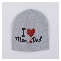 Dziecięca czapka New Baby I Love Mum and Dad szara