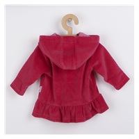 Welurowa bluza z kapturem New Baby Baby ciemno różowa