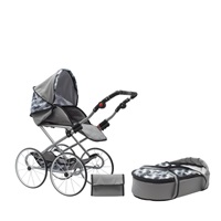 Retro wózek dla lalek 2w1 New Baby Nella szary
