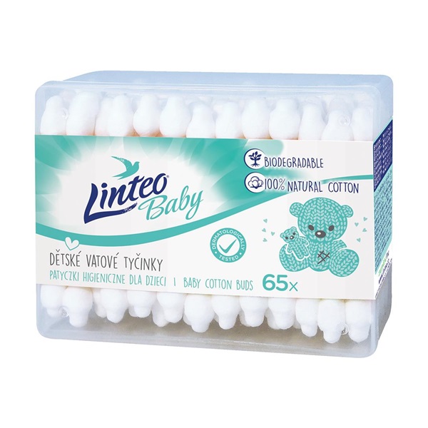 Patyczki hygieniczne papierowe 100% biodegradalne natural Linteo 65 sztuk BOX