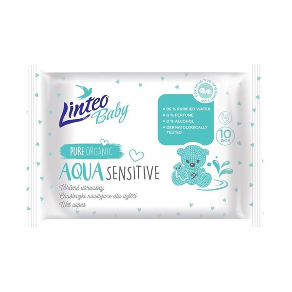 Dziecięce chusteczki nawilżane Linteo Baby AQUA SENSITIVE 10 ks