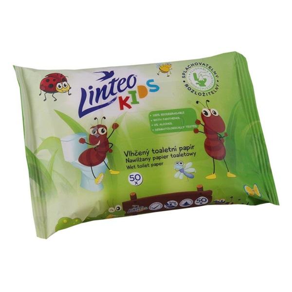 Dziecięcy papier toaletowy nawilżany Linteo KIDS 50 szt