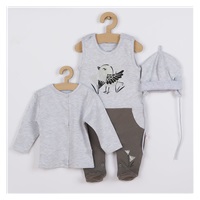 3-częściowy bawełniany komplet Koala Birdy szary