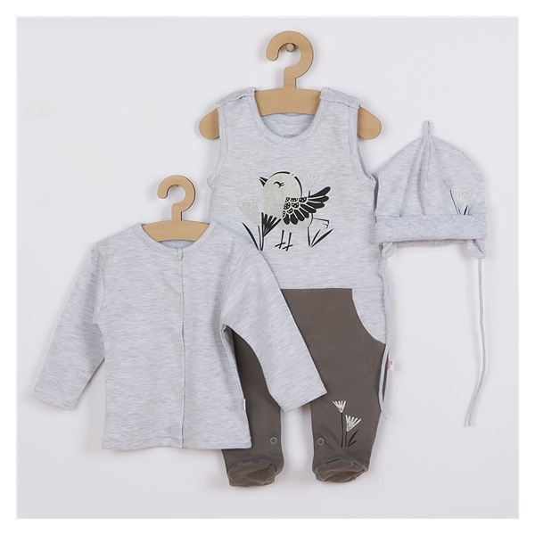 3-częściowy bawełniany komplet Koala Birdy szary