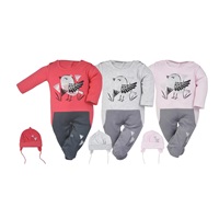 3-częściowy bawełniany komplet Koala Birdy szary