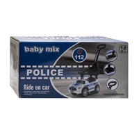 Dziecięcy jeździk z dźwiękiem i rączką Baby Mix POLICE biały