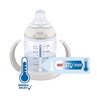 Butelka dla niemowląt do nauki NUK Miś Puchatek z kontrolą temperatury 150 ml beżowa osioł