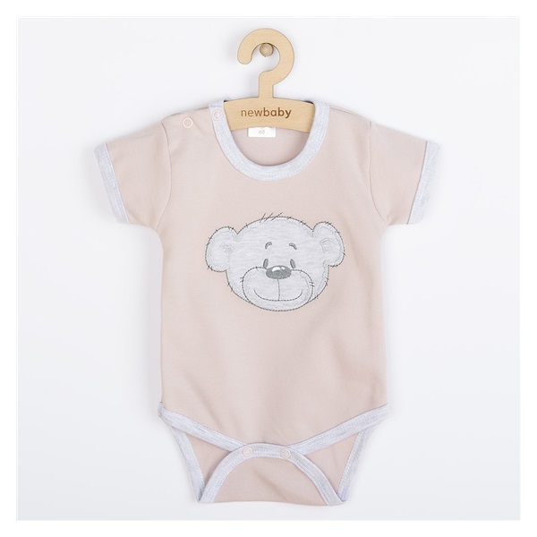 Niemowlęce bawełniane body z krótkim rękawem New Baby BrumBrum old pink grey