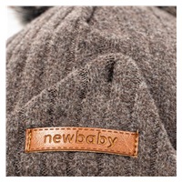 Jesienna czapeczka dla niemowląt z chustką pod szyję New Baby Special One brązowa