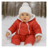 Niemowlęcy zimowy kombinezon z kapturem i uszkami New Baby Pumi red raspberry