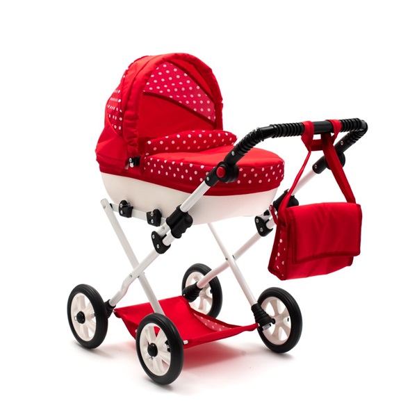 Wózek dla lalek New Baby COMFORT czerwony w kropki