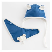 Wiosenna czapeczka dla niemowląt z chustką pod szyję New Baby Sebastian niebieski