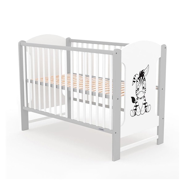 Łóżeczko dla dzieci New Baby ELSA Zebra biało-szare