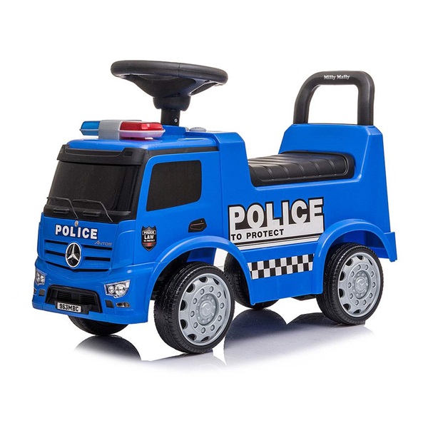 Dziecięcy jeździk z dźwiękiem Mercedes Milly Mally POLICE niebieski