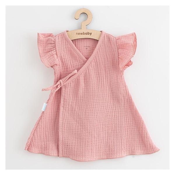 Letnia niemowlęca muślinowa sukienka New Baby Soft dress różowy