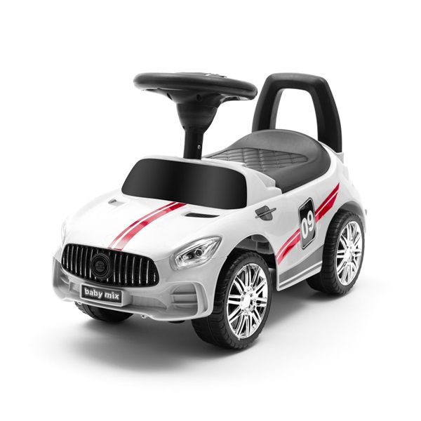 DRUGA JAKOŚĆ Dziecięcy jeździk z dźwiękiem Baby Mix RACER biały