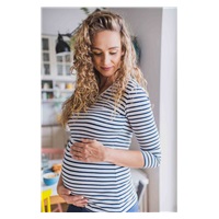 Bluzka ciążowa i do karmienia Milk Shirt milk & love biało-granatowe paski