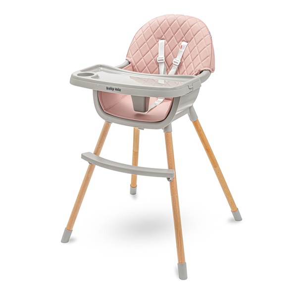 Krzesełko do karmienia Baby Mix Freja wooden dusty pink