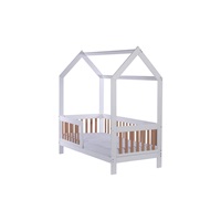Dziecięce łóżko bukowe Domek z barierką i stelażem Drewex Casa Bambini 160x80x174 cm
