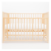 Łóżeczko dla dzieci New Baby BASIC z opuszczalnym bokiem naturalne