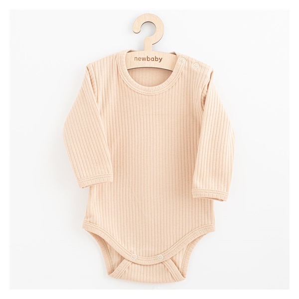 Bawełniane body z długim rękawem New Baby Practical beżowy