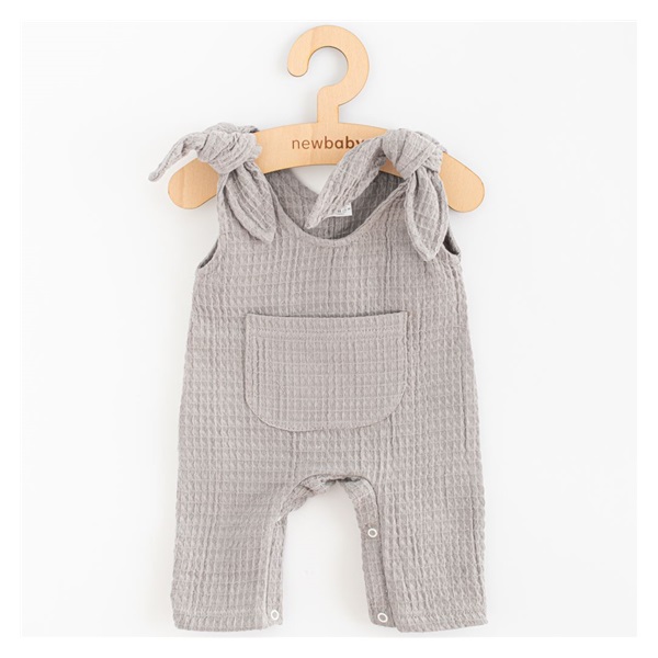 Ogrodniczki muślinowe dla niemowląt New Baby Comfort clothes szary