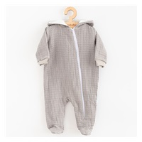 Muślinowy kombinezon z kapturem dla niemowląt New Baby Comfort clothes szary