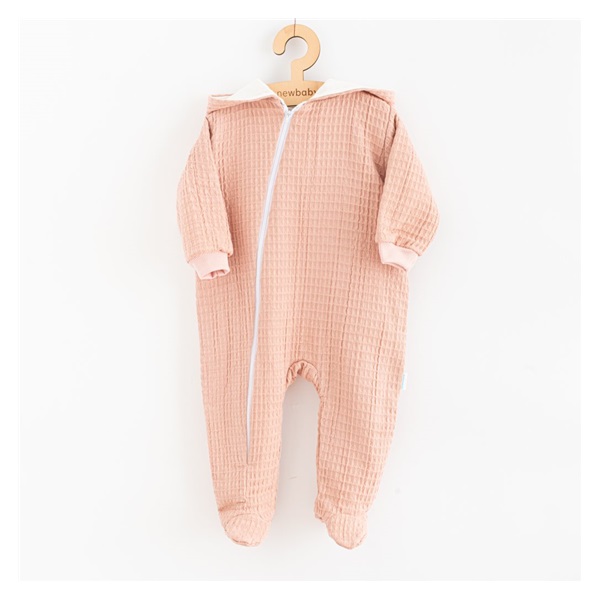 Muślinowy kombinezon z kapturem dla niemowląt New Baby Comfort clothes różowy