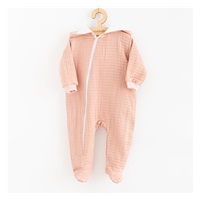 Muślinowy kombinezon z kapturem dla niemowląt New Baby Comfort clothes różowy