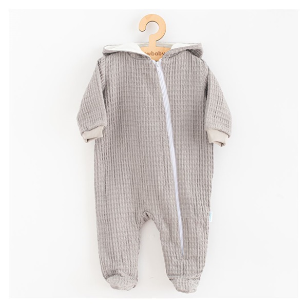 Muślinowy kombinezon z kapturem dla niemowląt New Baby Comfort clothes szary